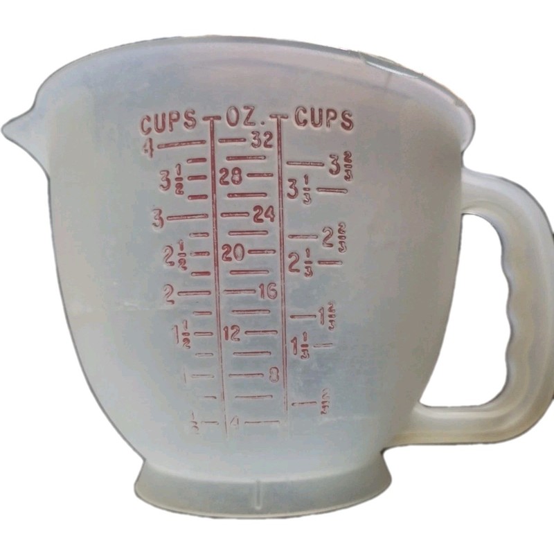 Vintage 1977 Tupperware Old 4 Cup Measuring Cup Red & Blue Writing 1288-1 Litre 