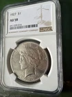 1927 Peace Silver Dollar AU 58 NGC Graded Philadelphia Mint
