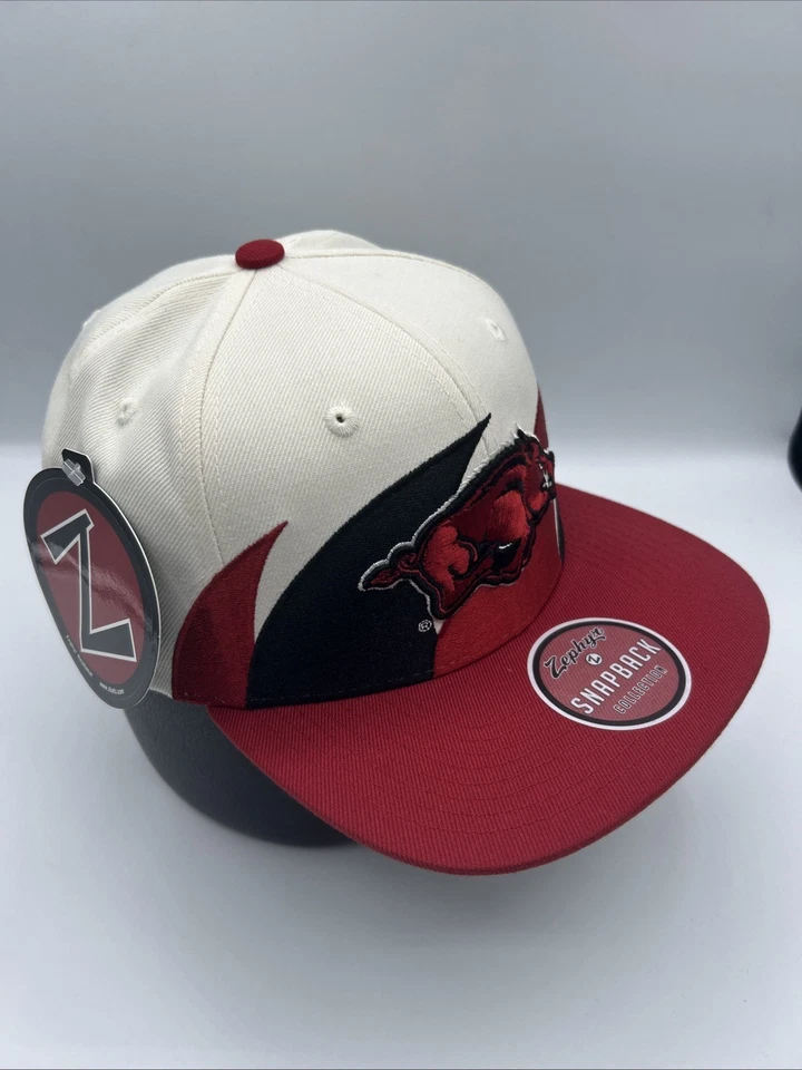 Arkansas Razorbacks Hat Zephyr Z Hat Retro Sharktooth Perform Snapback Cap H89 - Image 3 of 4