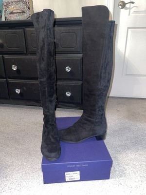 Stuart Weitzman 5050 Stretch Over-the-Knee Boot $695 Black Suede SZ9 BNIB