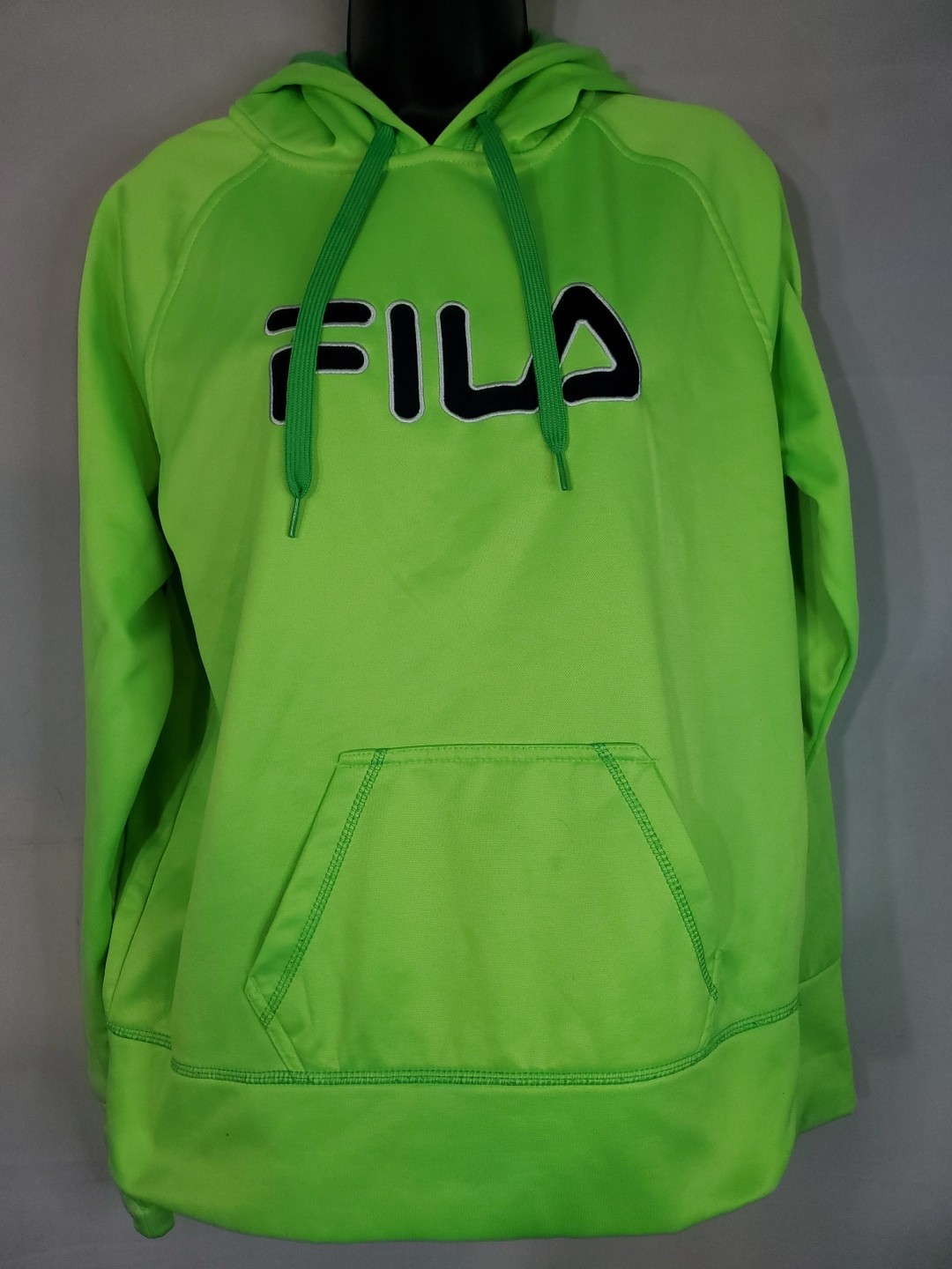 FILA Felpa con Cappuccio Donna Taglia Large Manica Lunga Spell Out Logo Kango Tasca Pullover