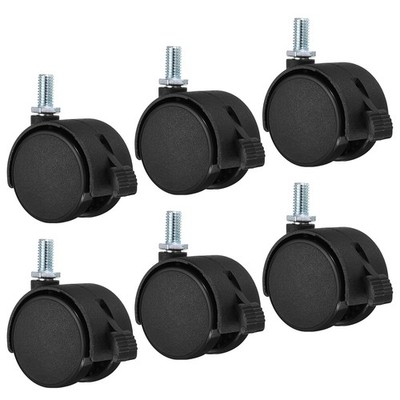 1.6'' Swivel Wheels 6pcs Nylon Threaded Swivel Leg Wheels Wire Shelving