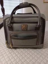 Anne Klein 2 Wheels Travel Brown Rolling Carry On Briefcase Luggage