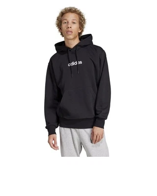 Kapuzen Hoodie HERREN Adidas Essentials Linear Fleece Schwarz mit Taschen  - Bild 1 von 4