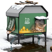 Heated Outdoor Cat House for Winter: Insulated with Heating Pad, Indestructib...
