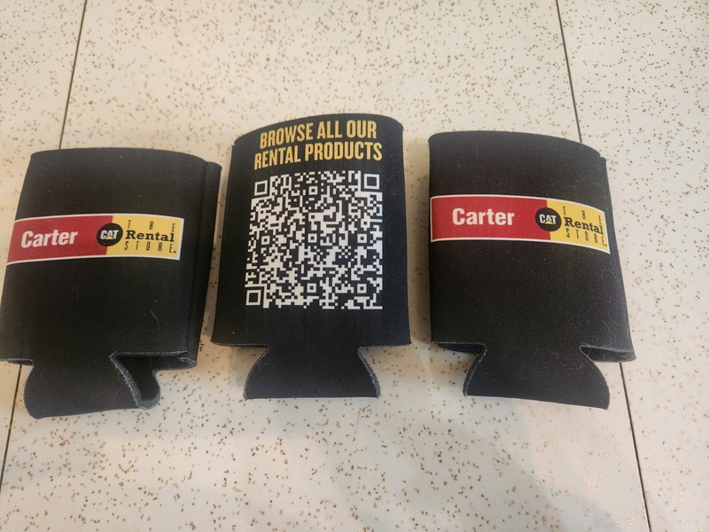 3 CAT Caterpillar Fan Can Bottle Cooler Koozie Sleeves Carter Cat Rental - NEW