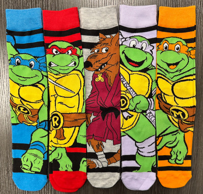 Brand New - One Size Fits Most -Teenage Mutant Ninja Turtles- 5 Pair Crew Socks