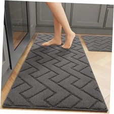  Kitchen Rugs and Mats Sets,2 Pieces Super Absorbent Polypropylene Non-Slip 