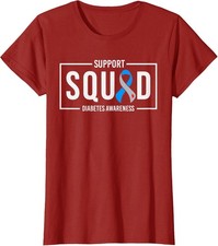 Camiseta cuello redondo Blue Support Squad tipo 1 Diabetes Awareness para dama
