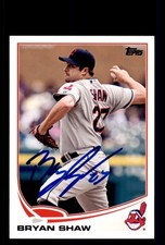 Signed Baseball Card Auto Bryan Shaw 2013 Topps Update #US257 Cleveland Indians