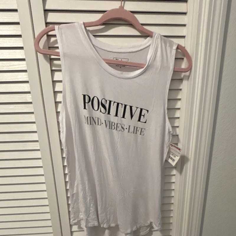 Miken Flow Women’s Tank Top M White Sleeveless Round Neck Graphic Print NWT