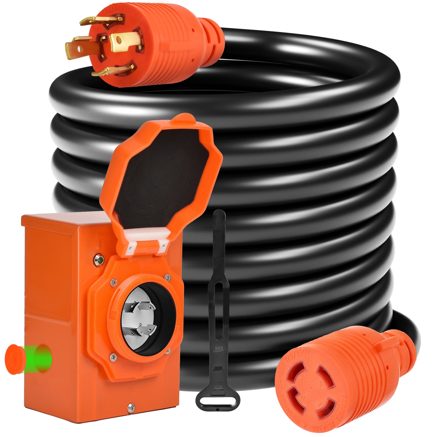 30 Amp Generator Cord and Power Inlet Box,Waterproof 20FT RV cord for Camper