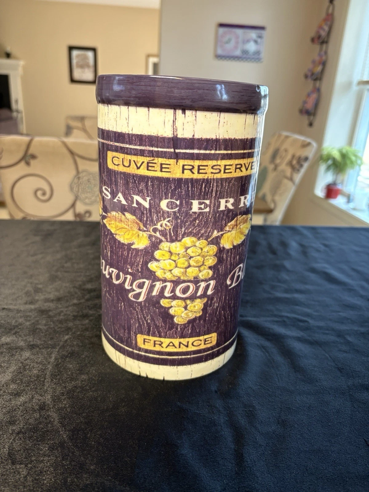 Decorative Ceramic Canister Holder Wine Label