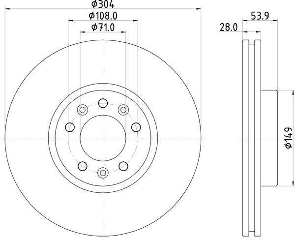 2x Front Brake Disc Fits Citroen Fiat Peugeot Toyota Vauxhall Mintex MDC2760 - Image 3
