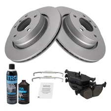 Coated Rotor & Brake Pad Semi Metallic Kit w/Fluids Rear w/Fluids for BMW 3