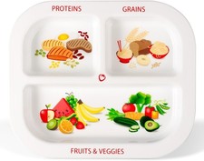 MyPlate Portion Control Plate, 8" x 10" - Kids Plate with 3 Divided Sections for