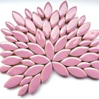 Lilac Purple Petal Shaped Ceramic Mosaic Tile Pieces - 25 tiles - 2 Sizes