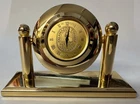 Kalamazoo College Souvenir Mini Desk Clock 23K Gold Dial CSI Swiss WORKING swag