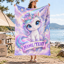 Personalized Rainbow Baby Unicorn Coral Fleece Blanket