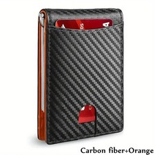 Men's Slim Leather Wallet RFID Blocking Money Clip Credit Card Holder