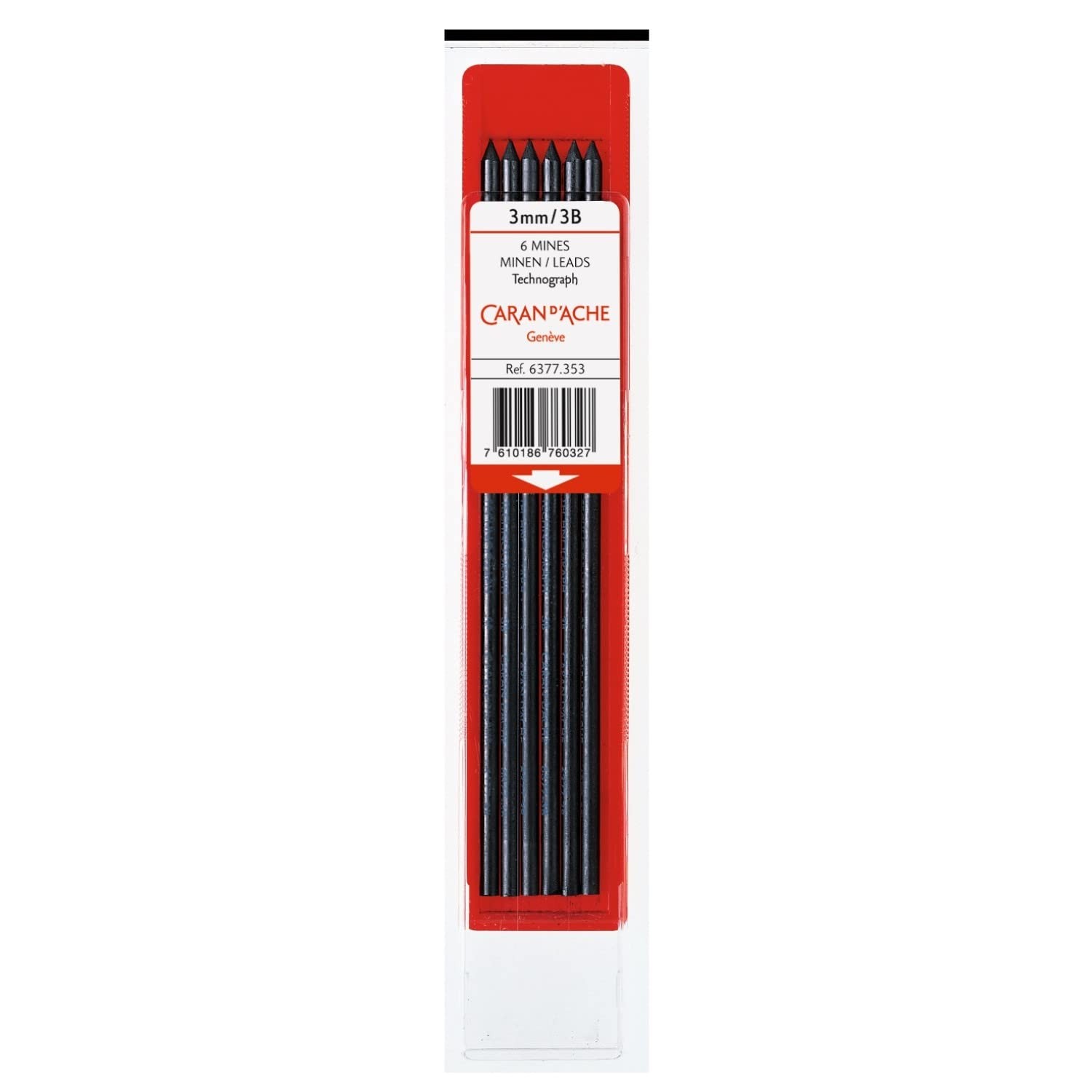 Caran D'ache Technograph 3mm 3B Graphite Leads for fix Pencil Swiss Made