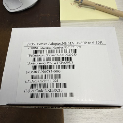 #ad Bosch BSH Washer Dryer Power Adapter 8001231330 10020253 NEMA 10 30 2x 6 15R $25.99