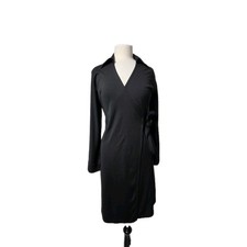 VINTAGE EXPRESS BLACK LONG SLEEVE WRAP STYLE COLLAR DRESS SIZE 5/6