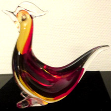 MURANO Tierfigur Skulptur Vogel Henne Huhn rot gelb Höhe 16,5 cm