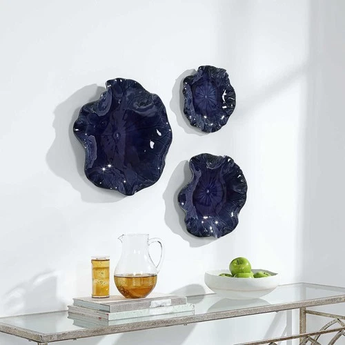 Uttermost 04253-ABELLA-WALL-DECOR Abella Set of (3) Ceramic Wall - Blue - Picture 1 of 5
