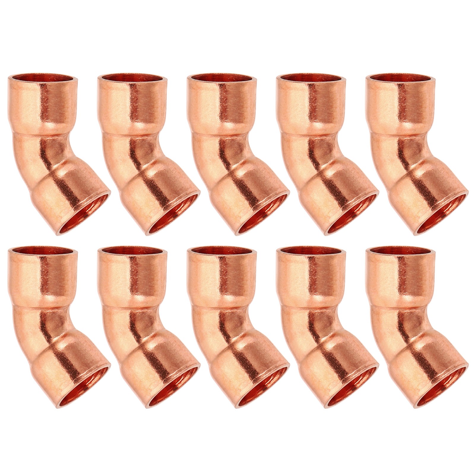 3/8" ID 0.8mm Thick Elbow Copper Fitting 10pcs 45 Degree Pure Copper Pipe