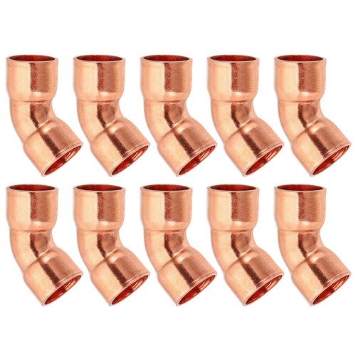 3/8" ID 0.8mm Thick Elbow Copper Fitting 10pcs 45 Degree Pure Copper Pipe