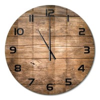 Glas-Wanduhr Aus GehäRtetem Glas Wanduhr Holzhintergrund Schwarze Zeiger Fi60 Cm