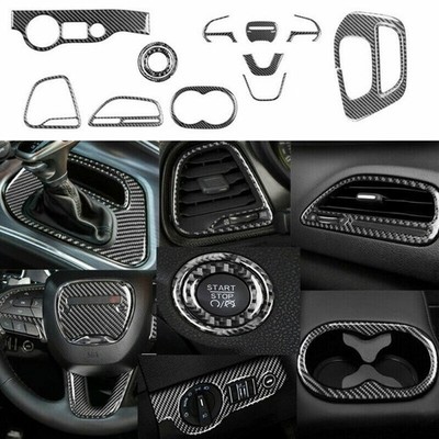 13Pcs Carbon Fiber Interior Full Set Cover Trim For Dodge Challenger 2015-2020