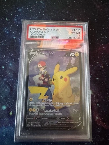 PSA 8 Pokemon Pikachu V TG16/TG30 Swsh11: Lost Origin Trainer Gallery Holo 2022