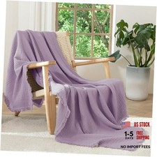 Muslin Blanket - 100 Cotton 4-Layer Gauze Blanket with All Throw Light Purple