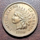 1880 Indian Head Cent Choice AU+ Near UNC Details IHC IHP Penny