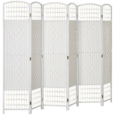 HOMCOM 6 Panel Folding Room Divider, White 5.6 Ft, Refurbished