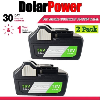 2 Pack 36V/18V For Metabo HPT BSL36A18 6.0Ah Li-Ion Battery Multi Volt 372121M