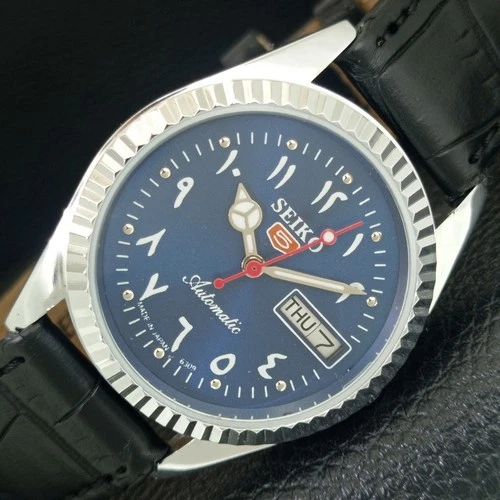 VINTAGE SEIKO 5 AUTOMATIC 6309A JAPAN MENS REFURBISHED BLUE DIAL WATCH a442504-1