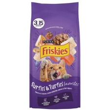 4x Friskies Surfin & Turfin Comida Seca para Gatos Croquetas Paquete a Granel Suministros para Mascotas 3,15 lb