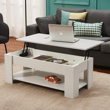 Modern Lift Top Coffee Table with Hidden Storage Space Open Shelf Living Room