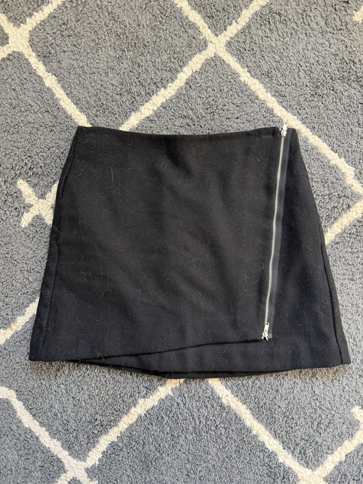 Gap Black Wool Diagonal Side Zip Lined Short Skir… - image 1