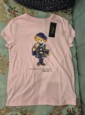 Polo Ralph Lauren Girls Polo Bear Cotton Jersey T-Shirt Pink Size L 12-14