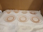 Vintage Set of 7 Pink Depression Glass Octagon Etched  8” Dessert/ Salad Plates