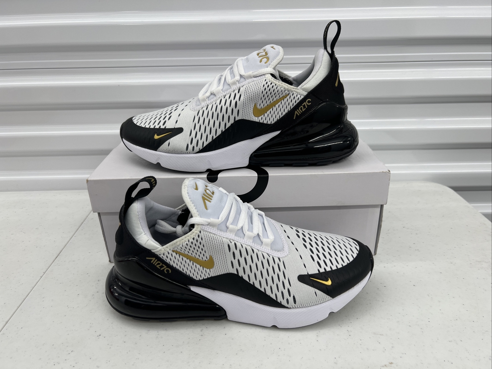 Nike Air Max 270 White Metallic Gold Black AV7892-100 Size 8 | eBay