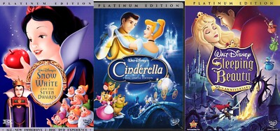 Disney Platinum Cinderella Snow White Dwarfs Sleeping Beauty  DVD Set