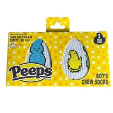 Peeps Boys Crew Socks 2Pk Size M/L 3-10 