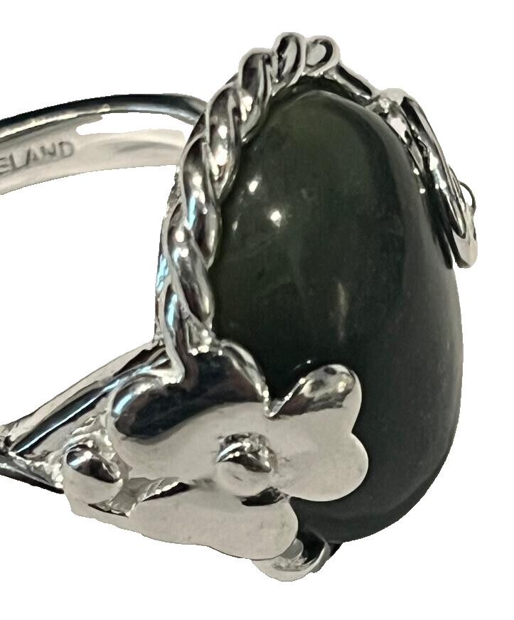 CONNEMARA MARBLE J.C. WALSH & SONS  STERLING SHAMROCK RING  SIZE 7 JCW115