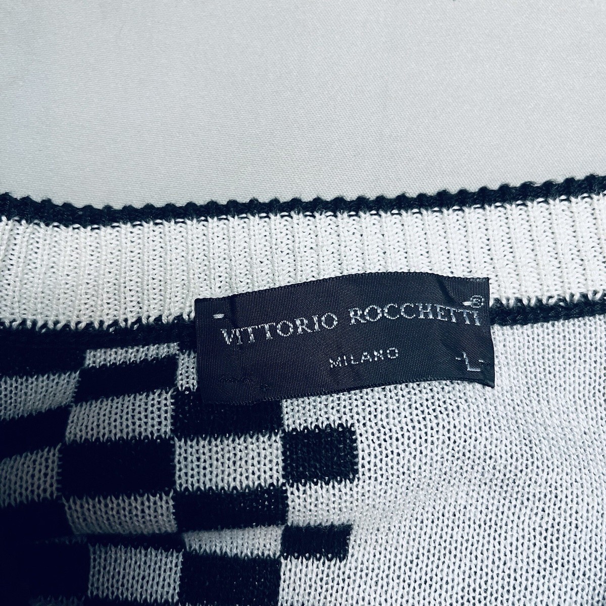 Vintage Vittorio Rocchetti Geometric Checkered Acrylic Sweater 
