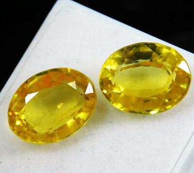 Natural 12.00 Ct Yellow Sapphire Certified Oval Cut Shape Genuine Gemstone Pair